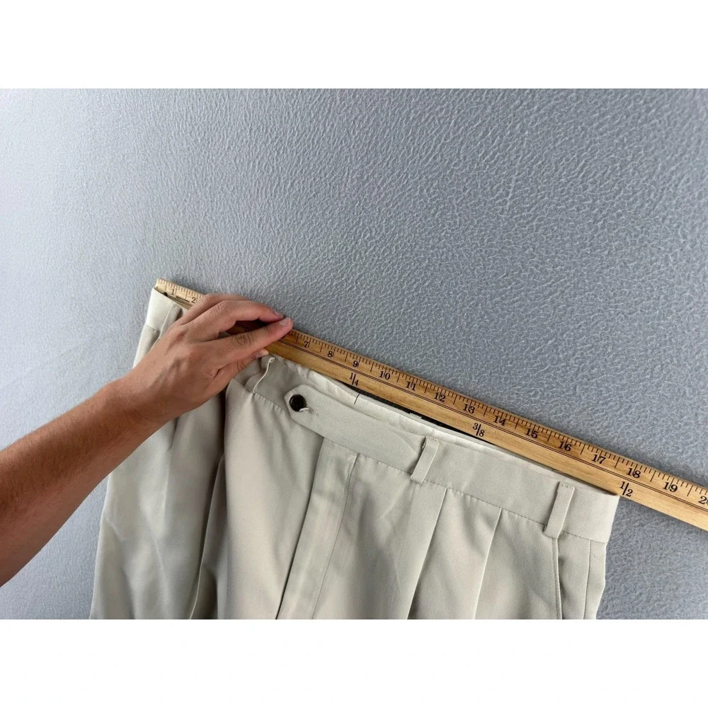 Vintage Polo Ralph Lauren Pants Mens Fits 35x31 Cream Rayon Blend Pleated Baggy